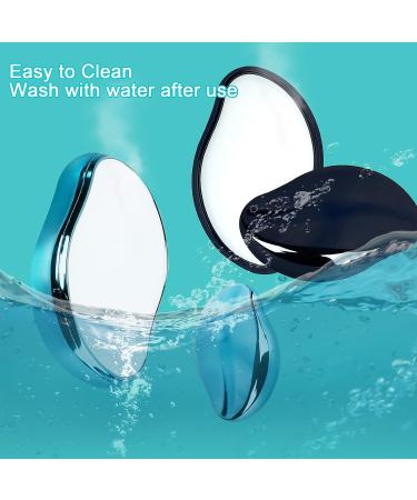 2 Pcs Crystal Hair Eraser Set | Reusable Painless Hair Remover for Men and Women | Portable Exfoliation Tool for Back, Arms, Legs | Washable | Blue & Black - Buy Online on GoSupps.com