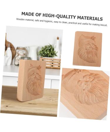 HOMSFOU 1pc Wooden Cookie Santa Candy Christmas Santa Holiday Molds Wood Cookie Xmas Cookie Ice Cream Chocolate Fudge Xmas Cookie Making Mold Embossed Embossing Machine 3D - Buy Online on GoSupps.com
