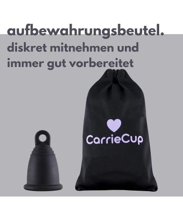 Carriecup Menstrual Cup Medium - BPA-Free & Silicone-Free - Eco-Friendly Alternative to Tampons - Made in Germany with Black Storage Bag - Buy Online on GoSupps.com