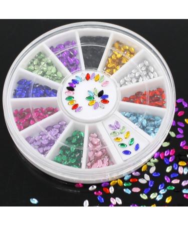 Multicolor Oval 3D Glitters Studs Nail Rhinestones Premium Manicure Nail Art Decorations Wheel - Buy Online on GoSupps.com