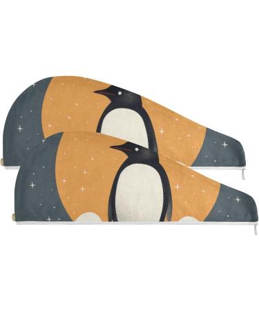 Sun Penguin Hair Towel 2 Pack | Super Absorbent Quick Dry Hair Turbans for Women & Girls - Buy Online on GoSupps.com