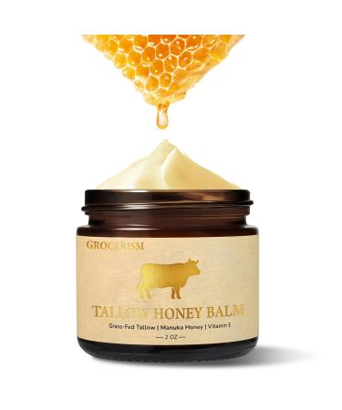 Beef Tallow for Skin Face- with Grass-Fed Tallow Manuka Honey & Calendula for Soothing & Repairing Dry Sensitive Skin All-Natural Moisturizer for Face & Body Ideal for Daily Soothing Care 2 Oz