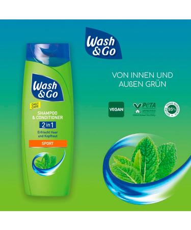 Wash & Go Shampooing et apr s-shampoing 2 en 1 pour le sport 1 x 400 ml soin quotidien des cheveux et du cuir chevelu rafra chit les cheveux et le cuir chevelu (Lot de 3) vert 400 ml (Lot de 3) - Buy Online on GoSupps.com