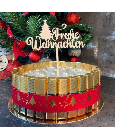 Merry Christmas Wooden Cake Topper - Premium Cake Decoration for Holiday Celebrations - Buy Online on GoSupps.com