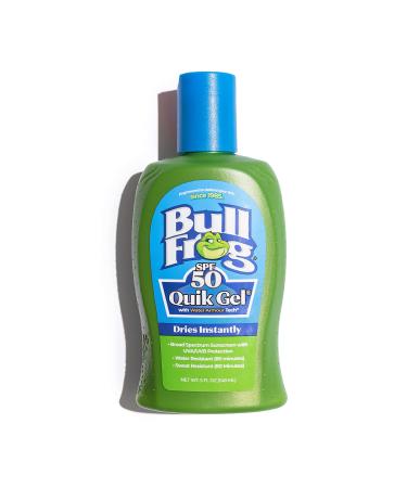 Bullfrog Quik Gel Sunscreen SPF 50 | Reef Friendly/Safe (Oxybenzone & Octinoxate Free) | Broad Spectrum Moisturizing UVA/UVB, 5oz