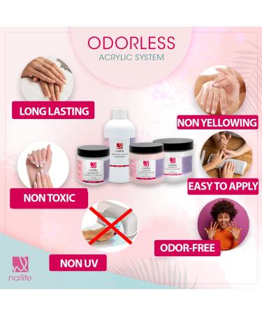 Nailite Odorless Liquid Monomer 8 Oz - Clear, Non-Yellowing, Non-Crack, Non-Lift, EMA Based - 1 Pack - Buy Online on GoSupps.com