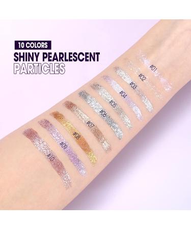 LANGMANNI 10Pcs Liquid Glitter Eyeshadow Set - Shimmer Pigmented, Long Lasting, Quick Drying | Korean Makeup for Easy Application - Crystals Glitter Eyeshadow Collection - Buy Online on GoSupps.com