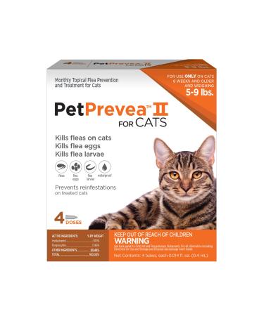 PetPrevea Pet Prevea II Cat Flea Treatment | Convenient & Easy to Apply | Fast-Acting & Long-Lasting | Cats 5 to 9 lbs - 4 Doses