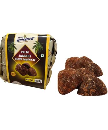 Shree Krishna Palm Jaggery - Karupatti vellam Jaggery Authentic sweetener used in traditional indian sweets 100% Pure Natural & Unrefined Palm Jaggery-500g