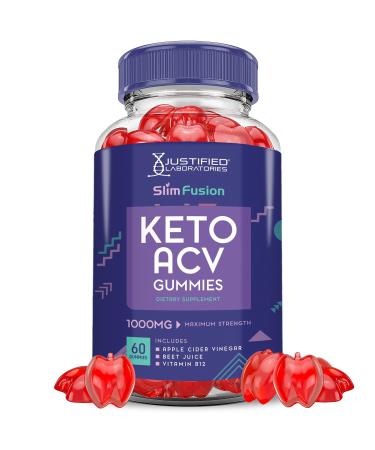 Slim Fusion Keto ACV Gummies Advanced 1000MG Slimfusion Keto Gummies Formula Apple Cider Vinegar Formulated with Pomegranate Beet Juice Powder B12 Vegan Non GMO 60 Gummys 60 Count (Pack of 1)