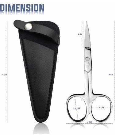 INSTEX Cuticle Nail Scissors - Professional Curved Steel Blade for Manicure, Pedicure, and Grooming - Includes Leather Pouch - Silver - Buy Online on GoSupps.com
