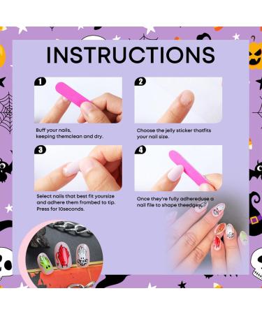 Shop Halloween Ghost Press on Nails - 24 Glossy Black Spider Web Acrylic Nails for Women & Girls - Devil & Mummies Design - Buy Online on GoSupps.com