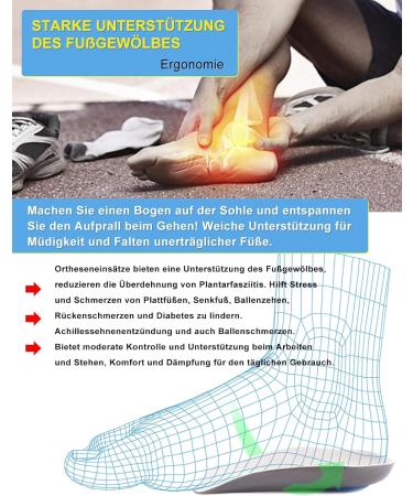 Plantar Fasciitis Arch Support Insoles for Men & Women | Heel Pain Relief Shock Absorbers EU 41-46 - Black - Buy Online on GoSupps.com