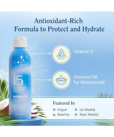 Florida Glow SPF 15 Sunscreen Spray - Broad Spectrum Water Resistant PABA & Oxybenzone Free - Compliant with Hawaii 104 & Florida Keys (5.5 Fl Oz - Buy Online on GoSupps.com