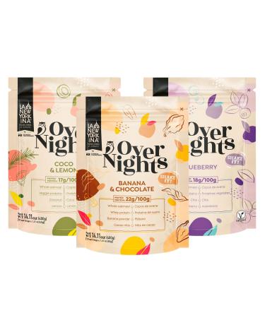 THE NEW YORK WOMAN LA NEWYORKINA Overnights Pack Fine oatmeal porridge with natural proteins oatmeal for smoothies vegan breakfast 1200g 3x400g