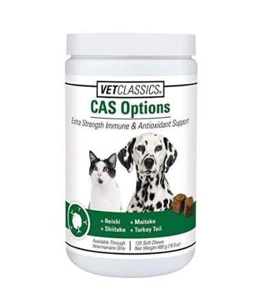 Vet Classics CAS Options Extra Strength Immune Support for Dogs, Cats  Pet Health Supplement, Dog Antioxidant Care  Extra-Strength Dog Supplement Formula  120 Ct. 120 Soft Chews