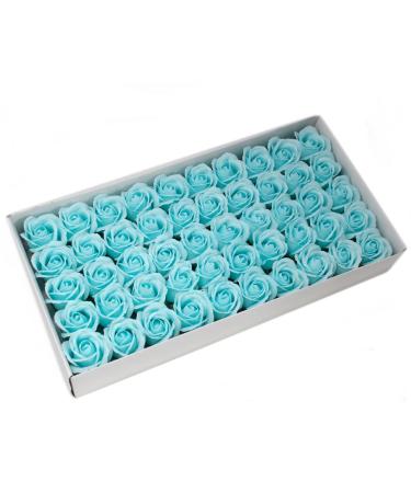 Ancient Wisdom 50 x Craft Soap Flowers - Med Rose - Baby Blue