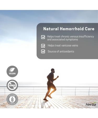 Herba Hemorrhoids Treatment Supplement 90 Capsules | 6 Natural Ingredients including Collinsonia Diosmin Hesperidin Horse Chestnut Witch Hazel and Psyllium Husk to Help Treat Hemorrhoids Naturally | Hemorrhoid Care - Buy Online on GoSupps.com