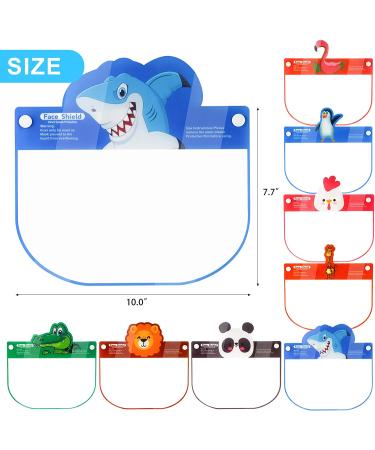 8-Pack Kids' Safety Face Shields - Full Protection Clear Vision Coverings - Reusable Lightweight Design - Cartoon Animals - Boys Girls - Comfortable Fit - Buy Online on GoSupps.com