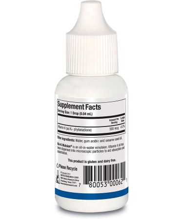 Biotics Research Bio K Mulsion - Liquid Vitamin K1 for Strong Bones, Heart Health, and Blood Clotting Support - 1 fl oz - Buy Online on GoSupps.com