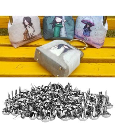 200Pcs Round Brads Purse Feet Handbag Nailheads Spike for DIY Leather Craft Purse Handbag Feet Nail Head 15mm Silver - Buy Online on GoSupps.com