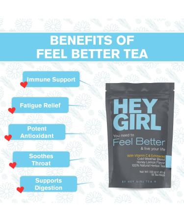 Feel Better Herbal Tea - Immune Support Immune Booster w/Echinacea Elderberry Vitamin C Ginseng Ginger - Thoughtful Gifts For Women - Buy Online on GoSupps.com