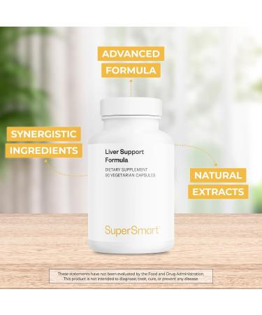 Supersmart - Liver Support Formula - with Extract of Milk Thistle Standardized to 80% Silymarin - Ginkgo Biloba & N-Acetyl-cysteine - Detox Supplement | Non-GMO & Gluten Free - 90 Vegetarian Capsules - Buy Online on GoSupps.com