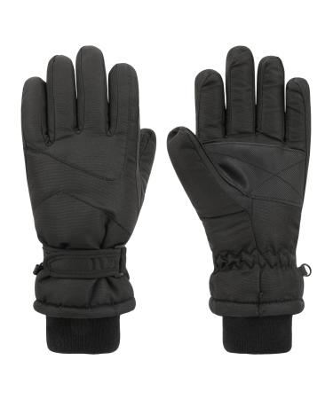 QKURT Kinder Boys Ski gloves waterproof winter gloves warm fleece shoes snowhouses snowboard gloves isolated thermal shoes gloves for cold weather very black m