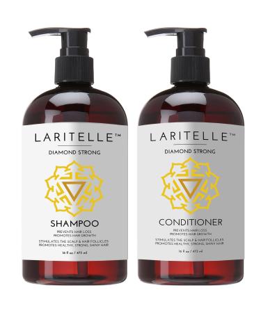 Laritelle Organic Shampoo 17 oz + Conditioner 16 oz | Prevents Hair Loss Promotes Hair Growth | Argan Oil Rosemary Ginger & Cedarwood | NO GMO Sulfates Gluten Alcohol Parabens Phthalates