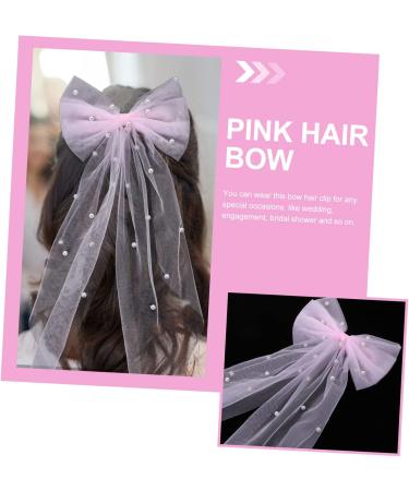 Beatifufu Bridal Hair Accessories Pearl Hair Clips Bride Hair Bow Bridal Hair Bow Pearl Veil Hair Bows Pink Hair Bow Wedding Hair Bow Bride Hair Clip Bachelorette Party Favors - Buy Online on GoSupps.com
