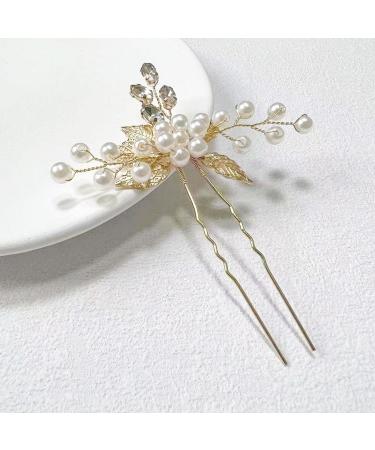 JUSTUSNX Gold Bride Wedding Headpiece Pearl Hair Pins Accessories Bridal Crystal Flower Hair Pieces for Women and Girls - Buy Online on GoSupps.com