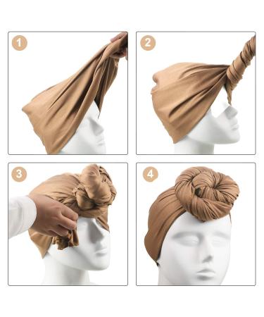 SATINIOR 6-Piece Head Wrap Scarf Set for Women - Soft Stretch Turban Tie Headbands in Black, White, Gray, Blue, Red, Light Brown - Buy Online on GoSupps.com