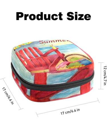 Menstrual Pad Bag with Zipper | Ladies Napkin & Tampons Pouch - Peaceful Beach Design | Stylish & Functional for Women & Girls - Buy Online on GoSupps.com