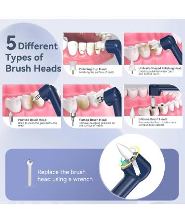 BlueFire Teeth Cleaning Kit for Daily Cleaning Waterproof Teeth Cleaning Tools with 6 Brush Heads 4 Speed Modes and LED Lights Teeth Cleaning Brush for People/Pets(Blue) - Buy Online on GoSupps.com