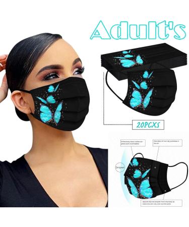 Adults Black Disposable_Face_Masks_Butterflies_Printed_Face_Cover Non-Woven Fabric Comfotable for Outdoor Daily Protction - Buy Online on GoSupps.com