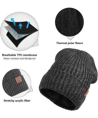 OZERO Knit Beanie Winter Hat - Thermal Polar Fleece Snow Skull Cap (Gray) - Buy Online on GoSupps.com