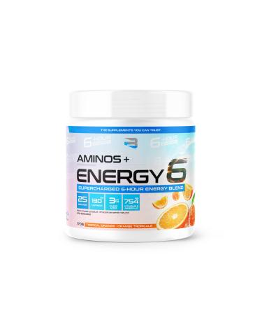 Amino+Energy6-6-Hour Energy Supplement with Amino Acids Vitamins Minerals and Stimulants - Boost Focus and Energy - (Tropical Orange)