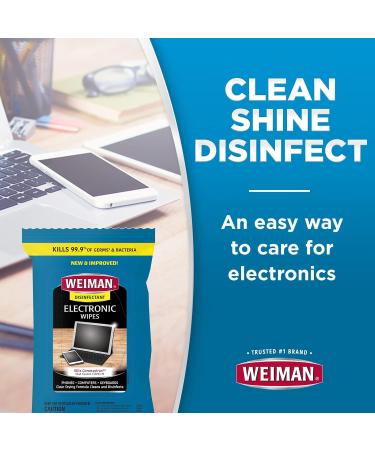 Weiman Electronic Disinfecting Wipes - 2 Pack | Safe Laptop Computer & Screen Cleaner | 15 Count - Buy Online on GoSupps.com