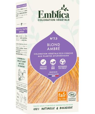 Emblica Organic Plant-Based Hair Color | No. 7.3 Medium Warm Blonde | Preservative Free | Rich in Amla | 100g
