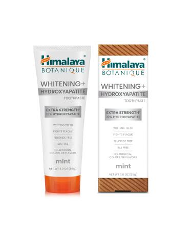 Himalaya Botanique Whitening + Extra Strength Hydroxyapatite Toothpaste - 10% Nano Hydroxyapatite to Support Remineralization & Restore Enamel to Strengthen Teeth - Vegan Mint Flavor 3 oz