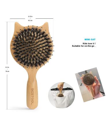 Bestool Small Travel Hair Brush for Women, Men, and Kids - Wooden Boar Bristle Brush for Detangling, Defrizzing, and Oil Distribution - Buy Online on GoSupps.com
