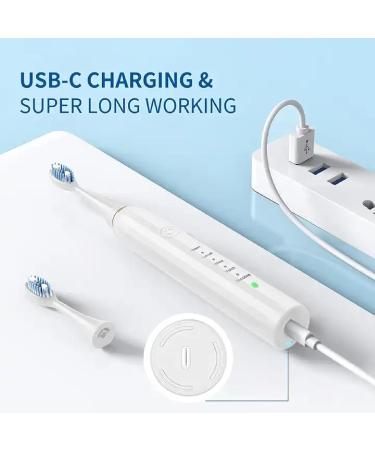 M1 Sonic Electric Toothbrush - 8 Brush Heads 60-Day Battery Life Fast Charging 5 Modes & Smart Timer - Ideal for Adults (White) - International Shipping - Buy Online on GoSupps.com