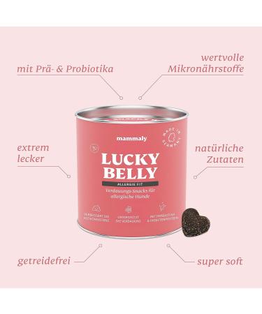 Mammaly Lucky Belly Allergy Fit - Grain-Free Probiotics Digestive Snacks for Dogs (90 Pieces) - Chicken-Free Intestinal Health Treats - Buy Online on GoSupps.com