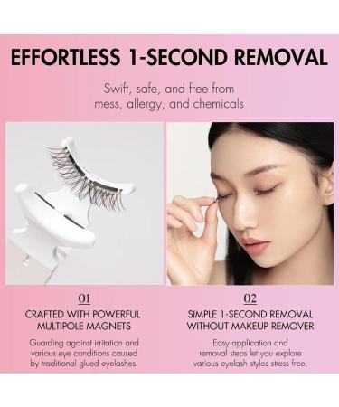 Reusable Magnetic False Eyelashes Kit - Natural Look Easy to Apply with Applicator - No Eyeliner Glue or Makeup Remover Needed - Buy Online on GoSupps.com