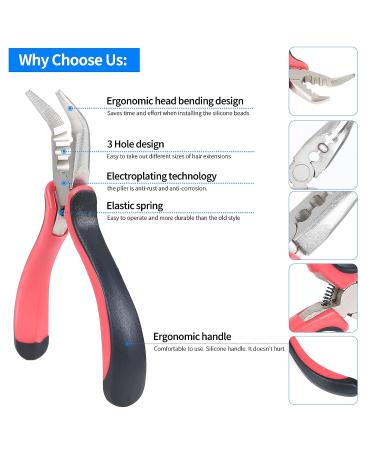 3-Hole Hair Extension Plier for Micro Nano Ring Hair Extensions - Black-Pink Needle Nose Pliers - Buy Online on GoSupps.com
