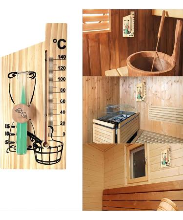 Naedien Sauna Timer 2-Minute Hourglass Thermometer Wooden & Heat-Resistant Glass for Precise Temperature Timing (0 to 140 C) | International Shipping - Buy Online on GoSupps.com