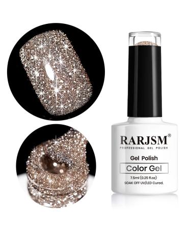 RARJSM Reflective Glitter Gel Polish - Sparkly Nude Brown for Winter Nail Art | 7.5ML UV LED Manicure - Buy Online on GoSupps.com