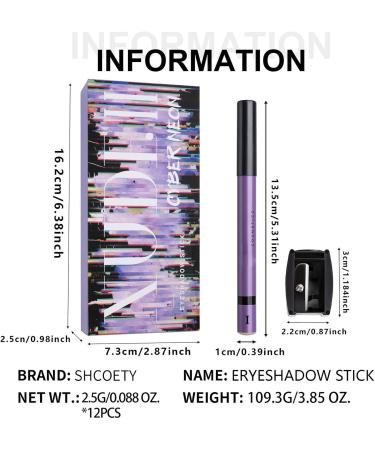 Eyeshadows - 12 long-lasting colors pearlescent pencils - Eyeliner for women teens lips eyebrows dance dates everyday use - Buy Online on GoSupps.com