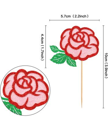 Keaziu 24 Pcs Rose Flower Cupcake Topper Picks Pink and Green Roses Flower Double Layered Design for Wedding Anniversary Mother's Day Valentine's Day Cupcake Decoration Green - Buy Online on GoSupps.com