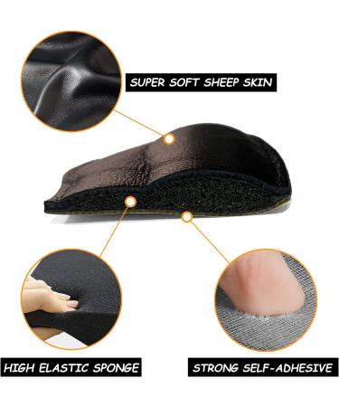 Unisex Sheepskin Heel Pads: Prevent Blisters & Improve Shoe Comfort (Black) - Buy Online on GoSupps.com